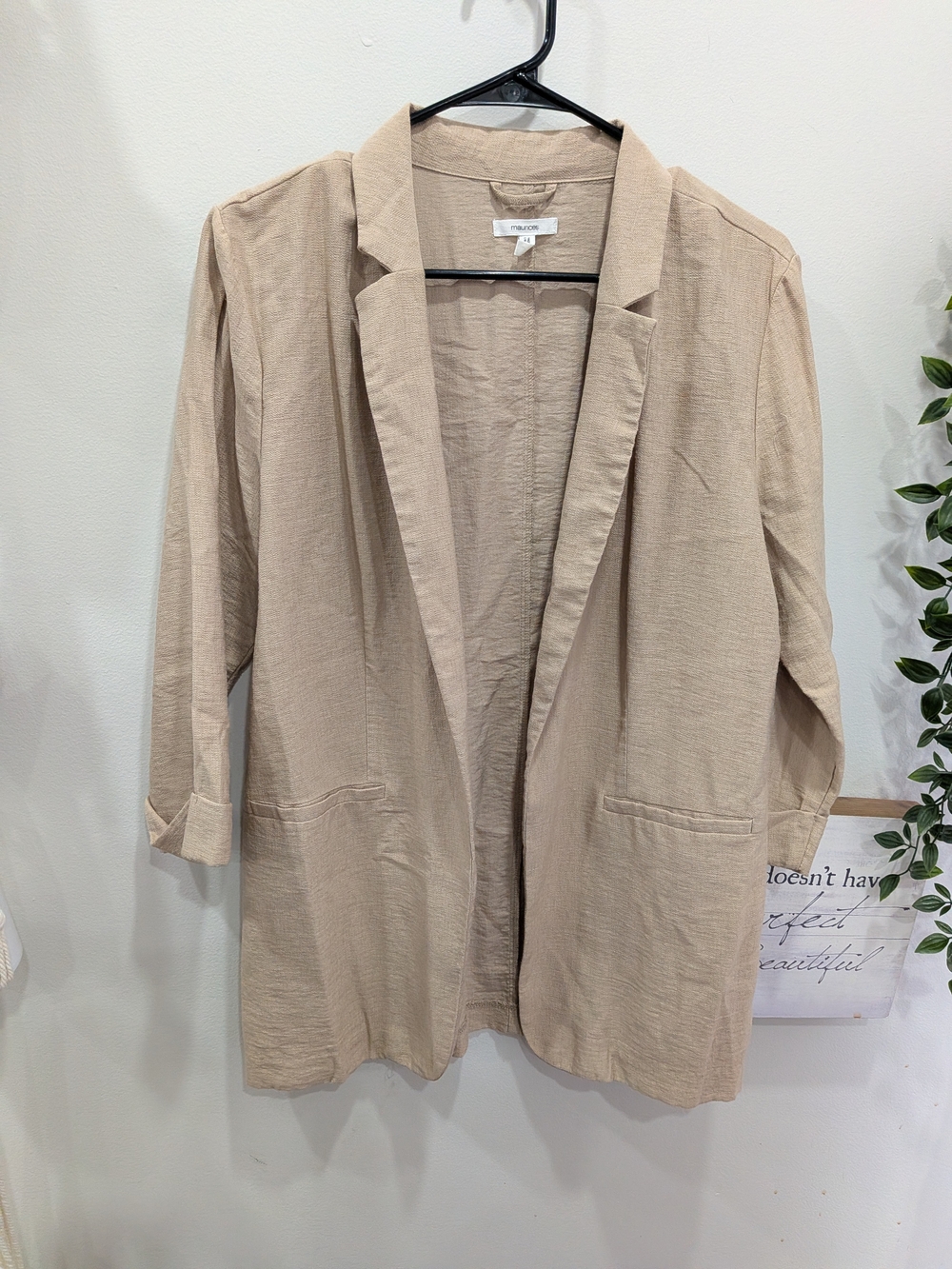 Maurices Light Beige Open Blazer In Excellent Condition